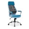 Scaun directorial cu suport lombar, SL Q336, tapiterie mesh si stofa, cadru cromat, tetiera incorporata, mecanism balans, 100 kg, albastru