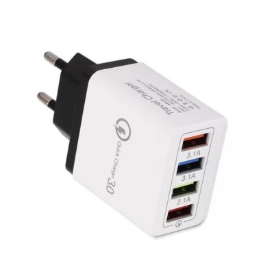 Incarcator Priza,Incarcator Retea, Protectie Temperatura Ridicata 4x USB 3.0 Ultra Fast Charge Culoare Alb/Negru foto