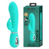 Vibrator iepuras Super Soft Silicone, Prescott, Turcoaz, 7 Vibratii