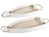 Cumpara ieftin Set 2 tavi lemn natur alb Barcuta 40x18.5x3 cm, 32x15x3 cm