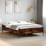 VidaXL Cadru de pat, stejar afumat 135x190 cm lemn prelucrat și metal