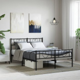 VidaXL Cadru pat metalic cu tăblie de cap/picioare, negru, 140x190 cm