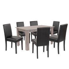 Set de masă Leon 6+1 stejar York-negru