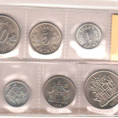 SV * ISLANDA SET MONETARIE 1978 1 KRONA si 5 - 10 - 50 KRONUR UNC+