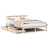 Cumpara ieftin Cadru de pat cu sertare, 150x200 cm, lemn masiv pin