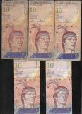 Set Venezuela 5 x 10 bolivari bolivares 2007 - 2014 date/semnaturi diferite