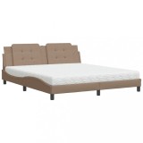 Cumpara ieftin Pat cu saltea, Zadar, cappuccino, 180x200cm piele ecologica