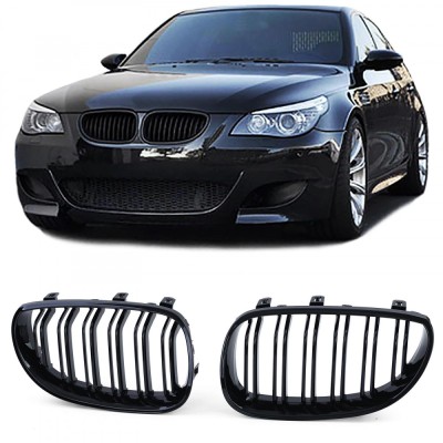 Grila dubla sport tuning BMW E60 E61 M LOOK negru lucios NOU foto