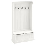 HOMCOM Cuier de Podea cu Banca 5 Carlige MDF pentru Hol Antreu Organizat Lemn Crem 179.7 cm