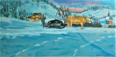 &amp;#039;&amp;#039;WINTER AT THE VILLAGE&amp;#039;&amp;#039;, oil on canvas 50x100cm, 2014. foto