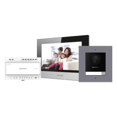 KIT videointerfon 2 fire pentru 1 familie, monitor 7 inch, Alarma - HIKVISION DS-KIS702Y foto