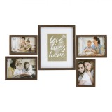 Set Rame Foto, Model Love Lives Here, Lemn, 5 Bucăți, Culoare Maro, 3 Dimensiuni, Oem