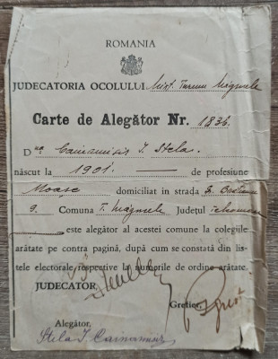 Carte de alegator, Judecatoria Ocolului Turnu Magurele, prima jum. a sec. XX foto