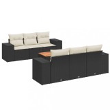 Cumpara ieftin Set canapele de gradina cu perne, 7 piese, negru, poliratan