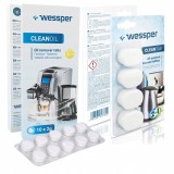 Set tablete espressor, Wessper, 10 x Tableta curatare, 4 x Tableta decalcifiere