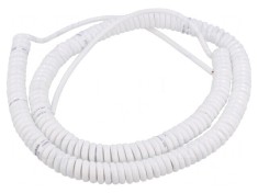 Cablu spiralat alb 0,8m-3,2m 2x0,22mm2 PUR 300V