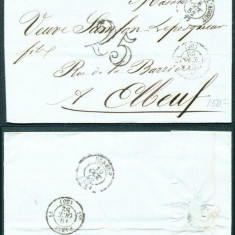 France 1852 Stampless Cover + Content Castres sur l'Agout Elbeuf DB.521