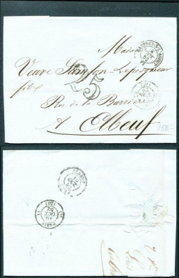 France 1852 Stampless Cover + Content Castres sur l&amp;#039;Agout Elbeuf DB.521 foto