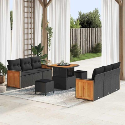 vidaXL Set de canapele pentru grădină 9 pcs Negru 80 x 80 x 71 cm 3363254 foto