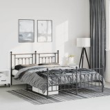 VidaXL Cadru pat metalic cu tăblie de cap/picioare, negru, 135x190 cm