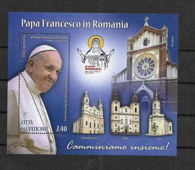 2009, emisiunea comună Rom&amp;acirc;nia-Vatican, vizita Apostolică a Papei Francisc &amp;icirc;n Rom&amp;acirc;nia &amp;ndash; colița, LP 2241 foto
