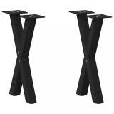 VidaXL Picioare pentru măsuță de cafea &icirc;n formă de X, 2 buc., negru, 28x(42-43) cm, oțel