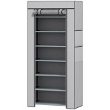 HOMCOM Pantofar cu 7 rafturi din oțel, cu husă din material nețesut, 60 x 30 x 126 cm, gri | Aosom Romania