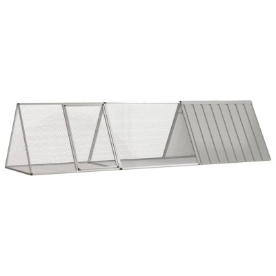 vidaXL Cușcă pentru iepuri, gri, 302,5x80,5x71 cm, oțel galvanizat foto