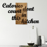 Decoratiune de perete, Calories Dont Count in This Kitchen, Metal/lemn, 98 x 3 x 58 cm, Nuc / Negru, Skyler