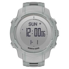 Ceas sport digital NORTH EDGE Vertico, fibra de carbon, altimetru, barometru, busola, termometru, pedometru, rezistent la apa 50M, barbati, gri