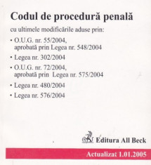 Codul de procedura penala - Actualizat 1.01.2005 foto