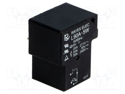 Releu electromagnetic SPST-NO 5VDC 30A L90 PCB 900mW Recoy/RAYEX ELECTRONICS foto