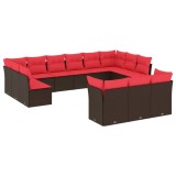 Cumpara ieftin Set canapele de gradina cu 13 piese si perne, poliratan maro