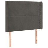 Cumpara ieftin Tablie de pat cu aripioare gri inchis 83x16x118/128 cm catifea