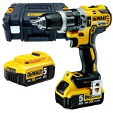 DeWalt DCD796P2 - Masina de gaurit si insurubat cu percutie cu 2 acumulatori Li-Ion 18 V 5 Ah 70 Nm motor fara perii led iluminare valiza speciala