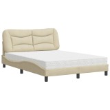 Cumpara ieftin Pat cu saltea, Hvar, crem, 140x200 cm, material textil