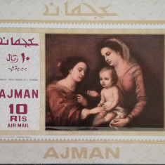 BC433, Ajman 1968, colita neperforata picturi Murillo