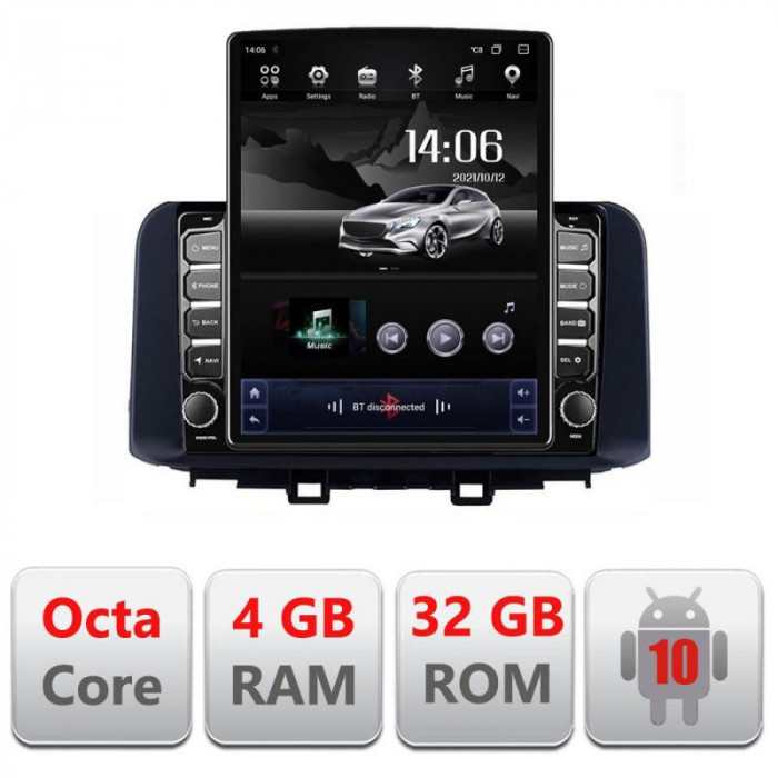 Navigatie dedicata Hyndai Kona H-1058 ecran tip TESLA 9.7&quot; cu Android Radio Bluetooth Internet GPS WIFI 4+32GB DSP 4G Octa Core CarStore Technology