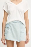 Morgan fustă și pantaloni denim uni, high waist, SHAZAZ
