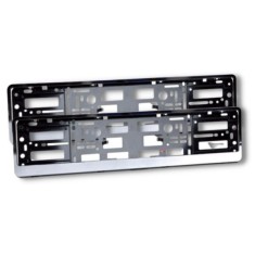 Set 2 Buc Suport Premium din PVC pentru Numar Inmatriculare Auto, cu Rama Cromata