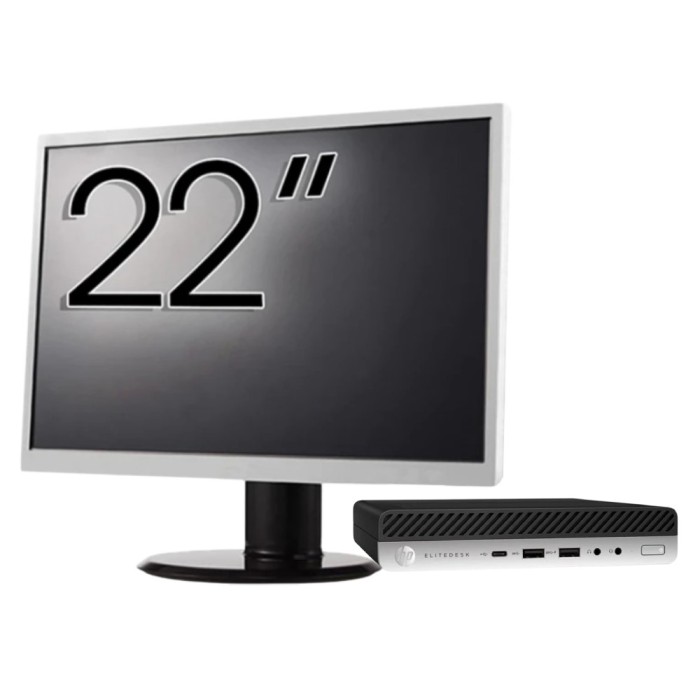 Pachet Calculator Second Hand HP EliteDesk 800 G3 Mini PC, Intel Core i7-6700T 2.80GHz, 8GB DDR4, 256GB SSD + Monitor 22&amp;quot; NewTechnology Media