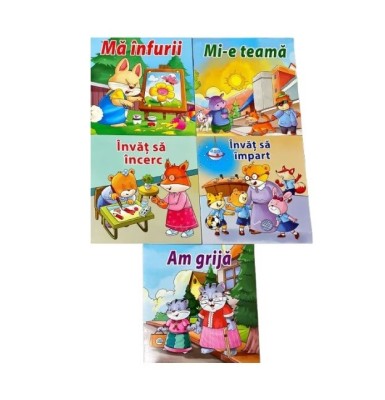 Set Carti Educative, de Sentimente si de Comportament, &amp;quot;Invat sa impart&amp;quot;, &amp;quot;Invat sa incerc&amp;quot;, &amp;quot;Am grija&amp;quot;, &amp;quot;Ma Infurii&amp;quot;, &amp;quot;Mi-e Teama&amp;quot; - 5 buc foto
