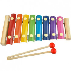Xilofon de lemn multicolor pentru copii