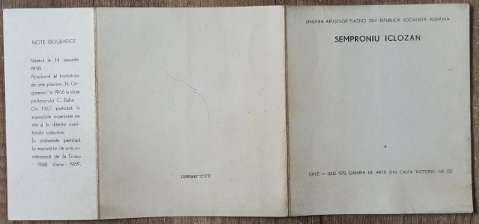 Pliant expozitie Semproniu Iclozan 1970