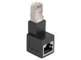 Adaptor RJ45 soclu&ndash;mufă &icirc;n unghi inferioară