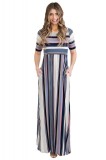 J598-244 Rochie lunga casual, stil maxi, model cu dungi, S/M