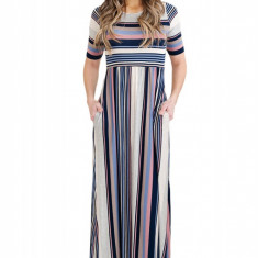 J598-244 Rochie lunga casual, stil maxi, model cu dungi