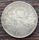 (A994) MONEDA DIN ARGINT AUSTRIA - 1 CORONA COROANA 1908, COMEMORATIVA - 60 DE ANI DE DOMNIE FRANZ JOSEPH, PATINA SUPERBA