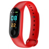 Resigilat Bratara Smart Fitness Techstar&reg; M3 Plus, Unisex, Monitorizarea Sangelui si Ritmului Cardiac, Pentru Android si iOS, Rosu