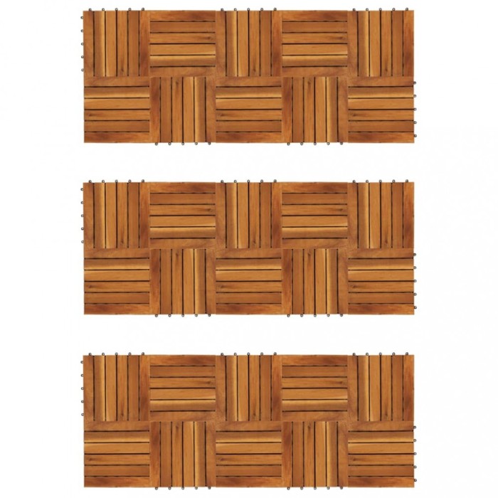 Set dale din lemn de salc&acirc;m cu model vertical 30 x 30 cm, 30 buc.